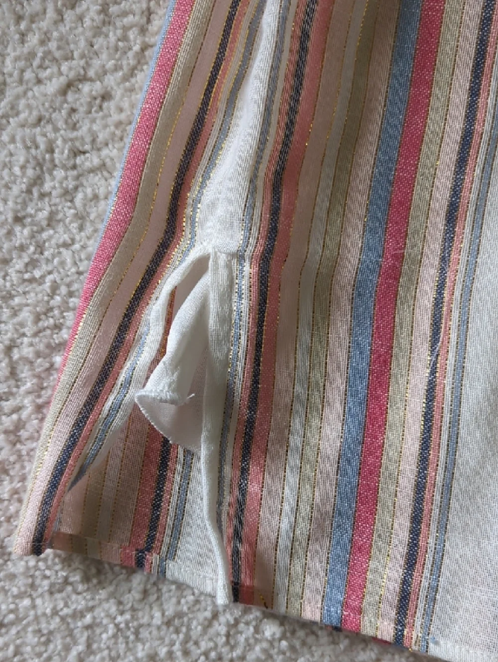 City Studio Cream Wrap Dress with Stripes and Gold Detail